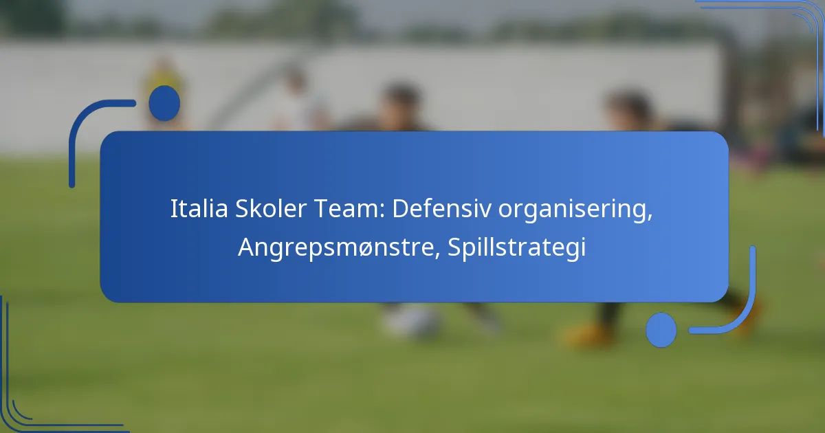 Italia Skoler Team: Defensiv organisering, Angrepsmønstre, Spillstrategi