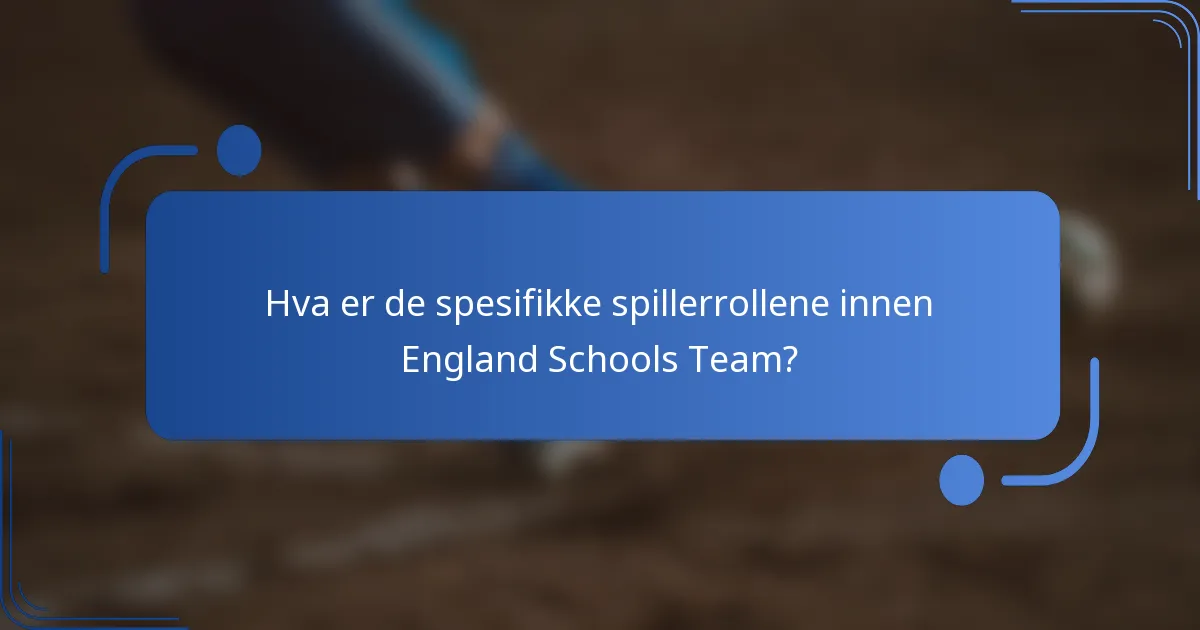 Hva er de spesifikke spillerrollene innen England Schools Team?