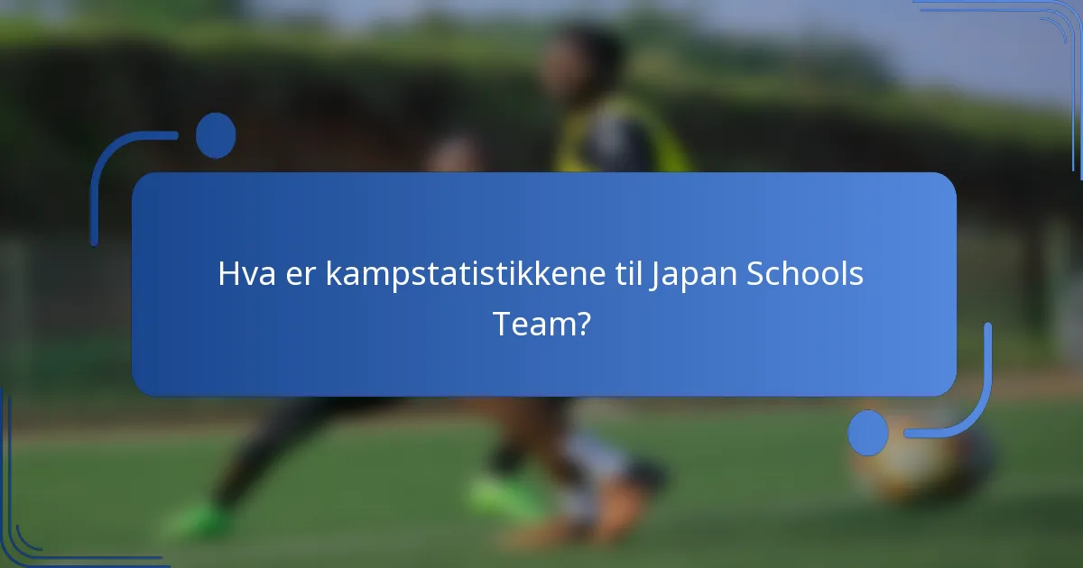 Hva er kampstatistikkene til Japan Schools Team?