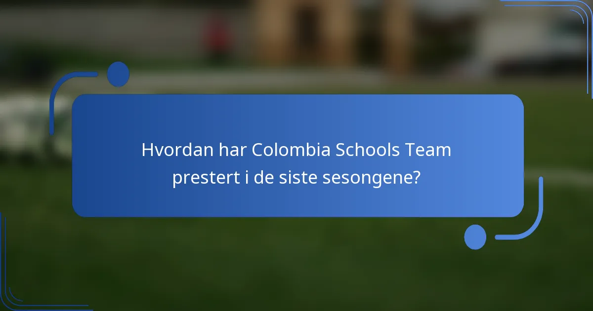 Hvordan har Colombia Schools Team prestert i de siste sesongene?