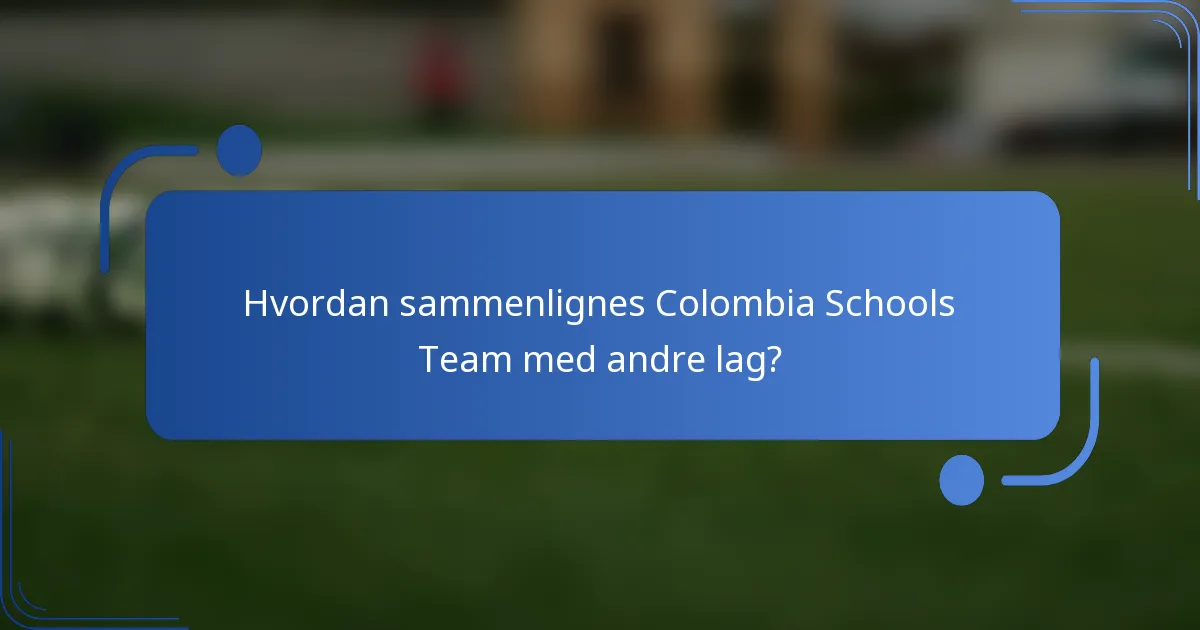 Hvordan sammenlignes Colombia Schools Team med andre lag?
