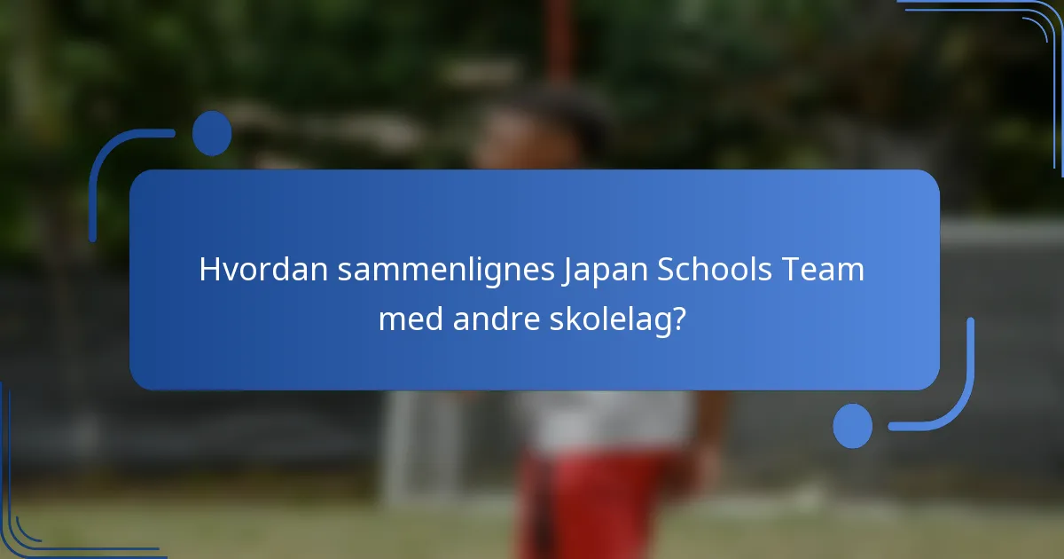 Hvordan sammenlignes Japan Schools Team med andre skolelag?