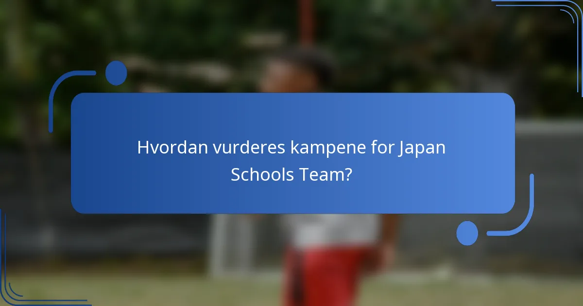 Hvordan vurderes kampene for Japan Schools Team?